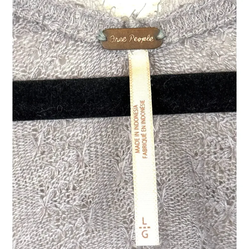 Free People Womens L Gray Dreamgirl Lightweight Long Sleeve Boho Top
